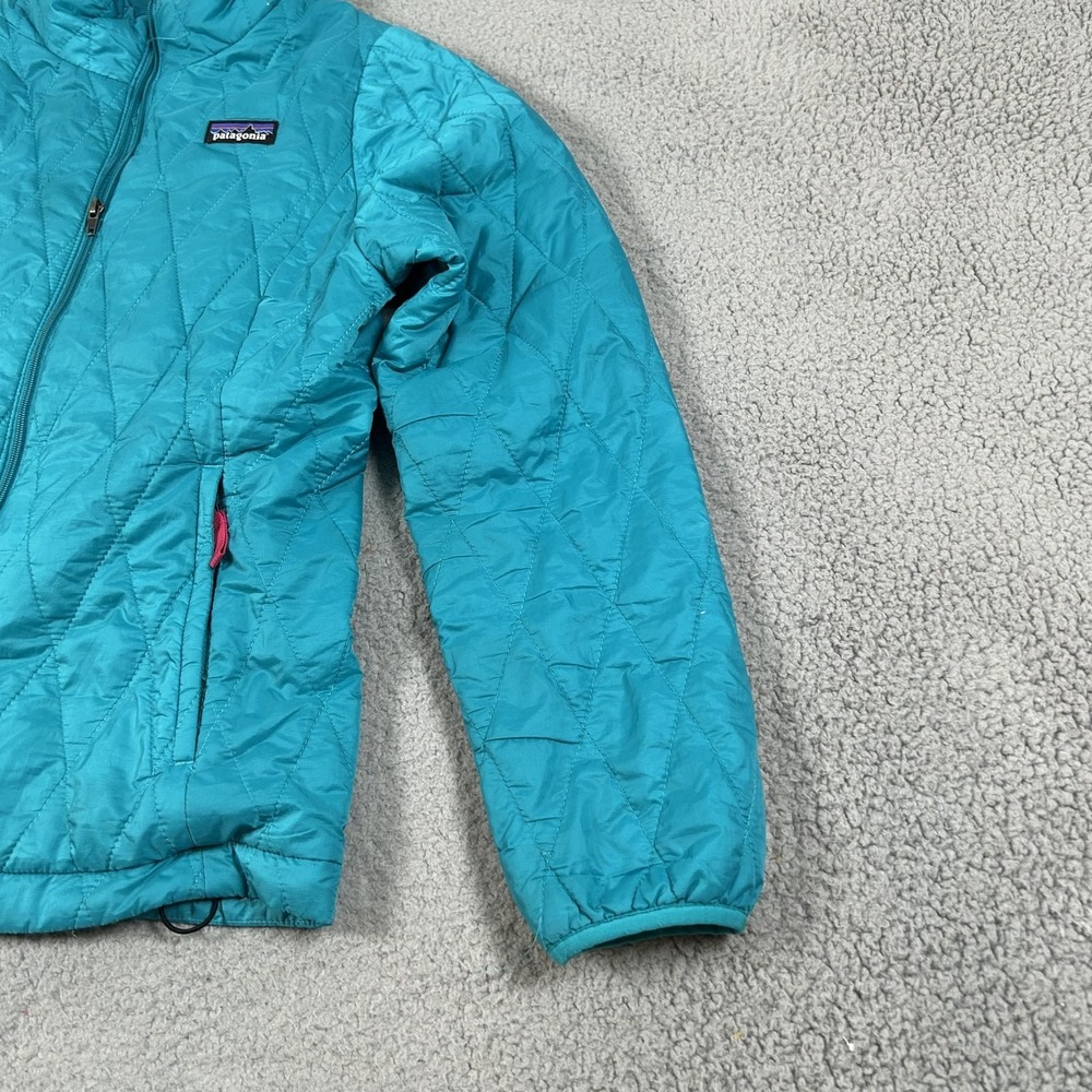Patagonia Jacket Kids 12 Blue Quilted Insulated Full Zip Winter Coat Hiking - Picture 3 of 15